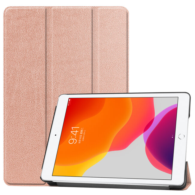 Tablet hoes voor iPad (2021, 2020 & 2019) tri-fold hoes met auto/wake functie - 10.2 inch - Rosé Goud