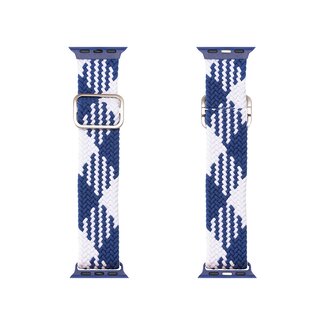 Dux Ducis Dux Ducis - Smart Watch Bandje compatibel met Apple Watch Series 42mm/44mm/45mm - Gevlochten Nylon Strap Mixture Version - Wit en Blauw