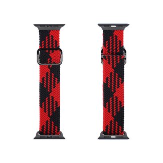 Dux Ducis Dux Ducis - Smart Watch Bandje compatibel met Apple Watch Series 42mm/44mm/45mm - Gevlochten Nylon Strap Mixture Version - Rood en Zwart
