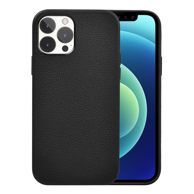 WIWU -  Telefoon Hoesje geschikt voor iPhone 12 / 12 Pro - Calfskin Back Cover - Zwart