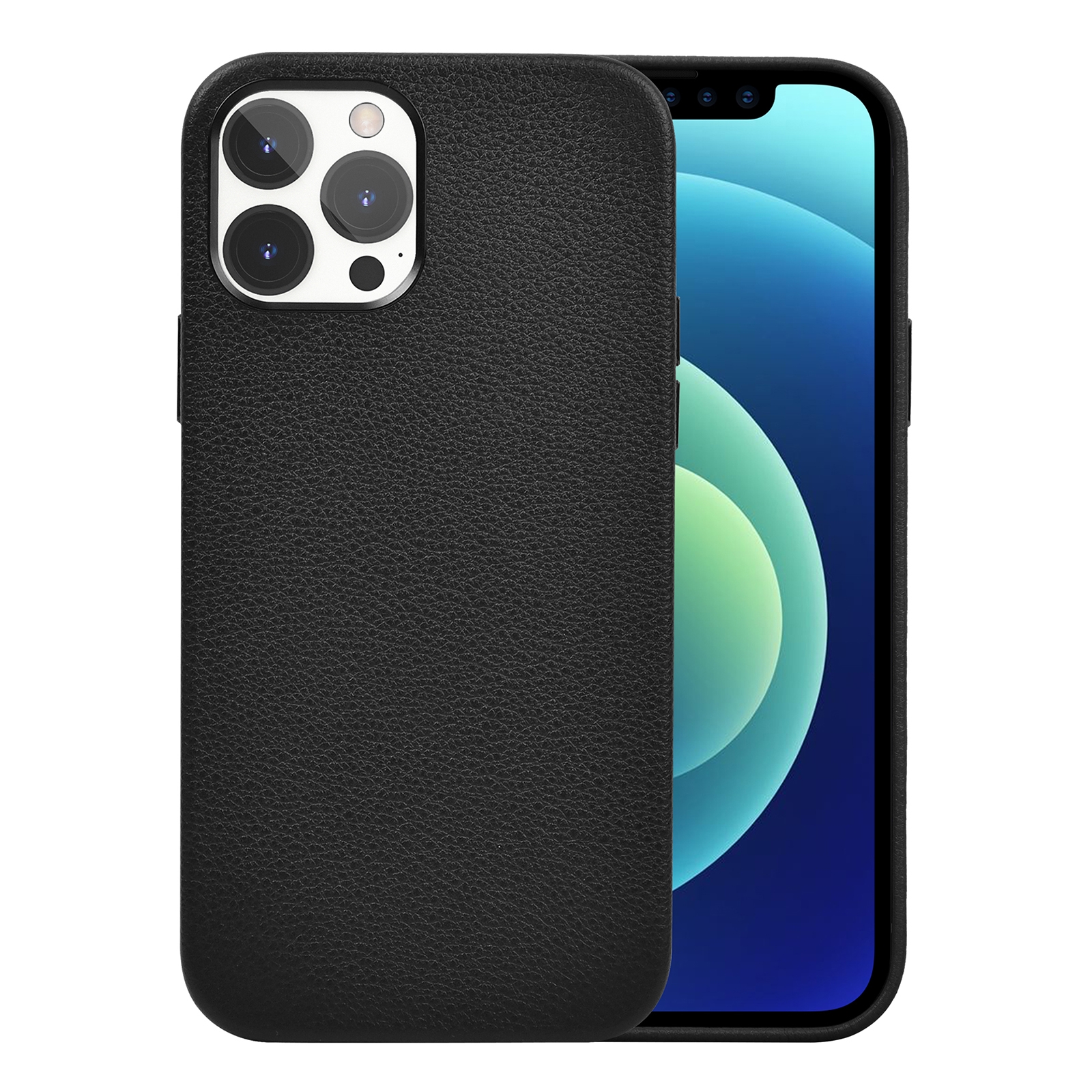 WIWU -  Telefoon Hoesje geschikt voor iPhone 12 / 12 Pro - Calfskin Back Cover - Zwart afbeelding