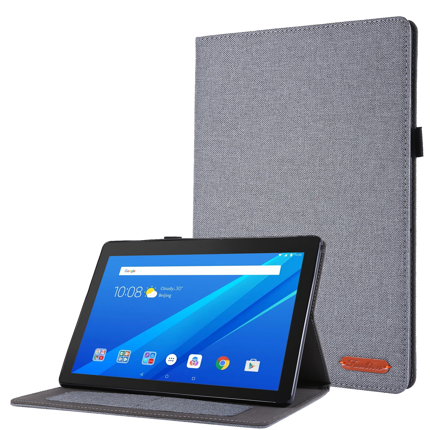 Case2go - Tablet hoes geschikt voor Lenovo M10 HD (2nd Gen) - 10.1 Inch - Book Case met Soft TPU houder - Grijs afbeelding