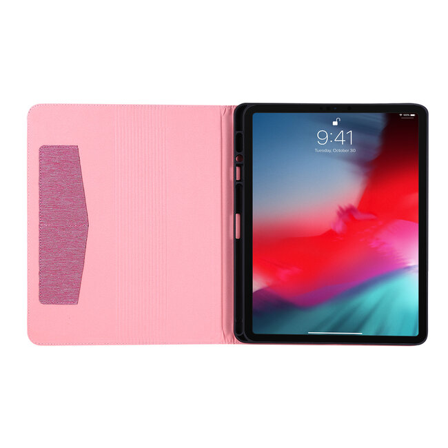 Case2go - Tablet hoes geschikt voor iPad Pro 2020 - 12.9 Inch - Book Case met Soft TPU houder - Roze