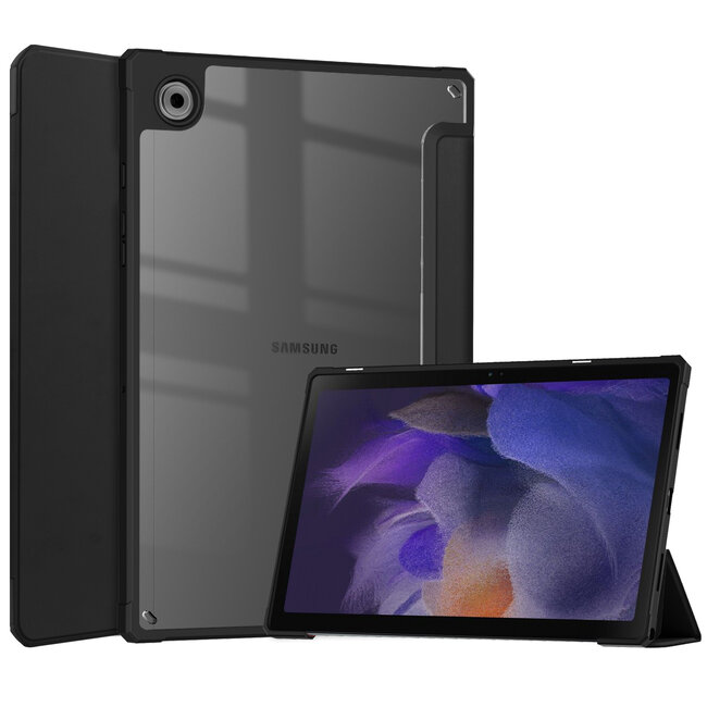 Case2go - Tablet Hoes geschikt voor Samsung Galaxy Tab A8 (2022 &amp; 2021) - 10.5 Inch - Transparante Case - Tri-fold Back Cover - Zwart