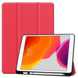 Case2go Tablet hoes geschikt voor iPad 2021 / 2020 / 2019 Hoes met Apple Pencil Houder &amp;amp; Auto Sleep/Wake functie - Tri-Fold book Case - 10.2 inch - Rood