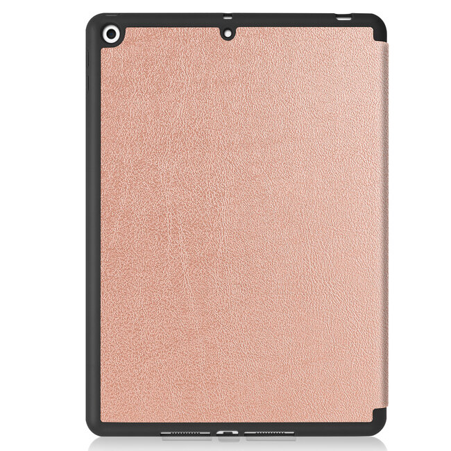Tablet hoes geschikt voor iPad 2021 / 2020 / 2019 Hoes met Apple Pencil Houder Auto Sleep/Wake functie - Tri-Fold book Case - 10.2 inch - Rosé Goud