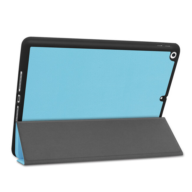 Tablet hoes geschikt voor iPad 2021 / 2020 / 2019 Hoes met Apple Pencil Houder &amp;amp; Auto Sleep/Wake functie - Tri-Fold book Case - 10.2 inch - Licht Blauw