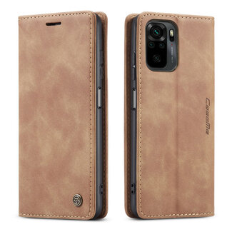 CaseMe CaseMe - Hoesje geschikt voor Xiaomi Redmi Note 10 - Wallet Book Case - Magneetsluiting - Licht Bruin