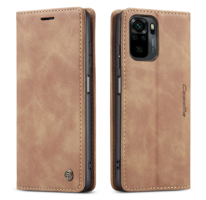 CaseMe - Hoesje geschikt voor Xiaomi Redmi Note 10 - Wallet Book Case - Magneetsluiting - Licht Bruin afbeelding