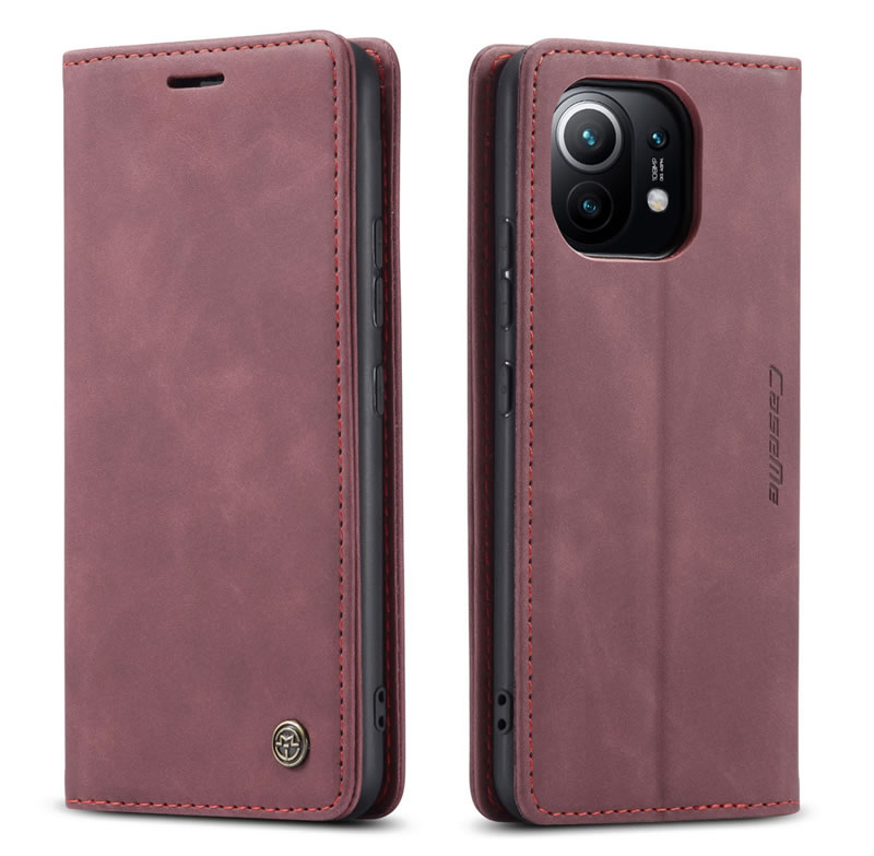 CaseMe - Hoesje geschikt voor Xiaomi Mi 11T - Wallet Book Case - Magneetsluiting - Rood afbeelding