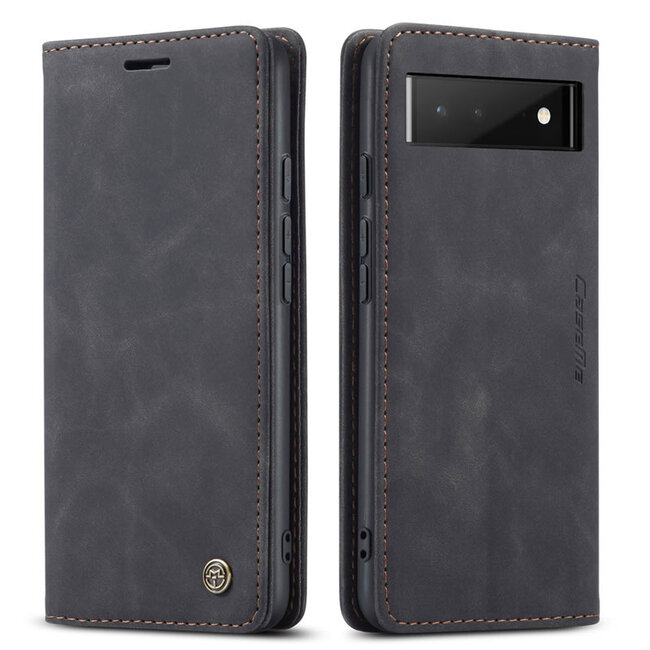 CaseMe - Hoesje geschikt voor Google Pixel 6 - Wallet Book Case - Magneetsluiting - Zwart