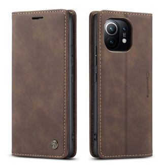 CaseMe CaseMe - Hoesje geschikt voor Xiaomi Mi 11T - Wallet Book Case - Magneetsluiting - Donker Bruin