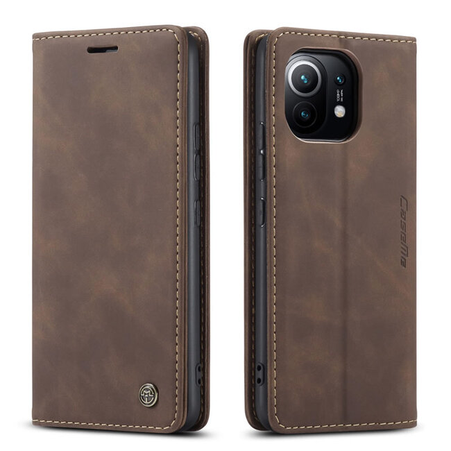 CaseMe - Hoesje geschikt voor Xiaomi Mi 11T - Wallet Book Case - Magneetsluiting - Donker Bruin