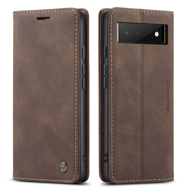 CaseMe - Hoesje geschikt voor Google Pixel 6 - Wallet Book Case - Magneetsluiting - Donker Bruin