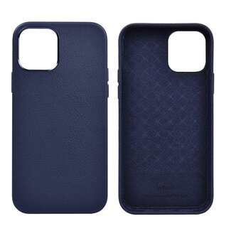 WIWU WIWU -  Telefoon Hoesje geschikt voor iPhone 12 / 12 Pro - Calfskin Back Cover - Blauw