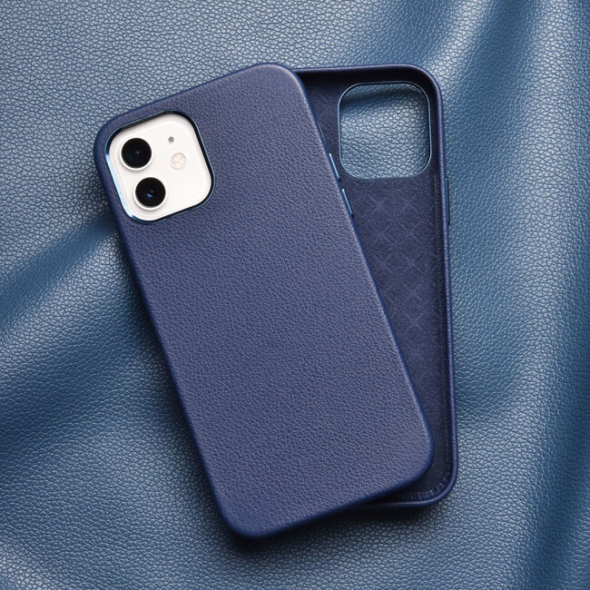 WIWU -  Telefoon Hoesje geschikt voor iPhone 13 - Calfskin Back Cover - Blauw
