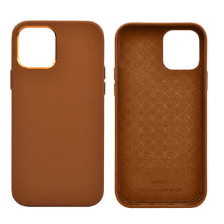 WIWU WIWU -  Telefoon Hoesje geschikt voor iPhone 13 - Calfskin Back Cover - Bruin