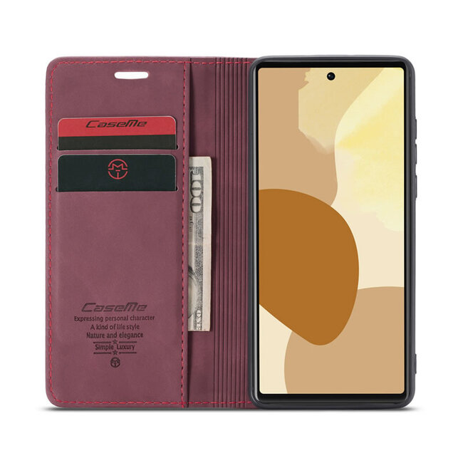 CaseMe - Hoesje geschikt voor Google Pixel 6 Pro - Wallet Book Case - Magneetsluiting - Rood