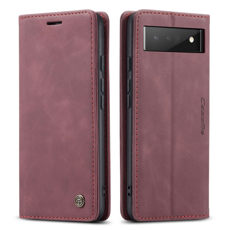 CaseMe - Hoesje geschikt voor Google Pixel 6 Pro - Wallet Book Case - Magneetsluiting - Rood afbeelding