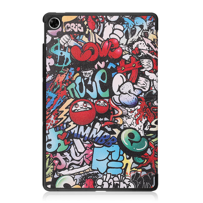 Case2go - Tablet Hoes geschikt voor Realme Pad - 10.4 inch - Tri-Fold Book Case - Auto Wake functie - Graffiti