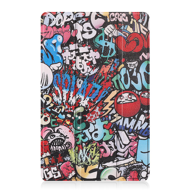 Case2go - Tablet Hoes geschikt voor Realme Pad - 10.4 inch - Tri-Fold Book Case - Auto Wake functie - Graffiti
