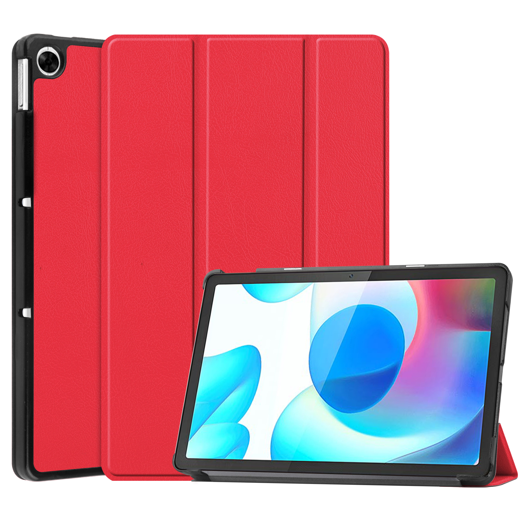 Case2go - Tablet Hoes geschikt voor Realme Pad - 10.4 inch - Tri-Fold Book Case - Auto Wake functie - Rood afbeelding