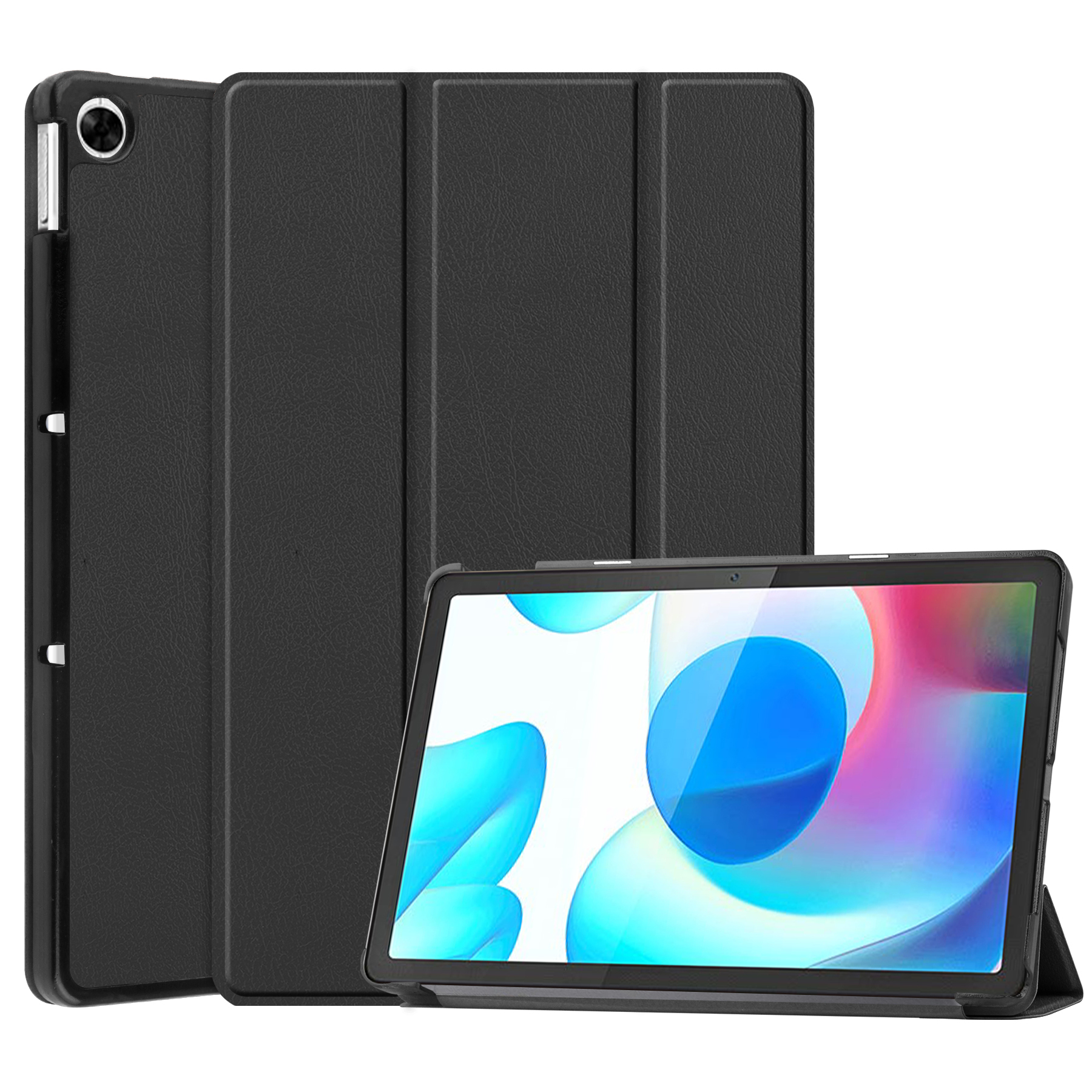Case2go - Tablet Hoes geschikt voor Realme Pad - 10.4 inch - Tri-Fold Book Case - Auto Wake functie - Zwart afbeelding