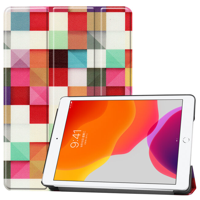 Tablet hoes geschikt voor Apple iPad 2021 / 2020 / 2019 tri-fold hoes - 10.2 inch - Case met Auto Wake/Sleep functie - Blocks