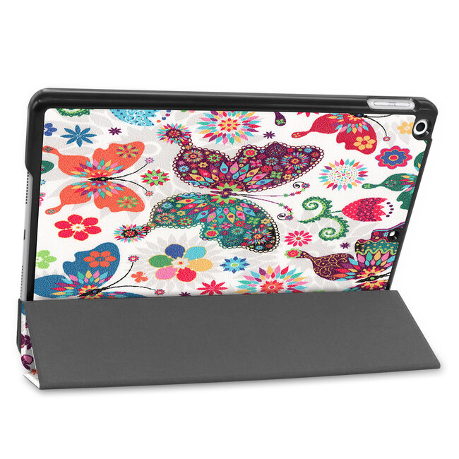Tablet hoes geschikt voor Apple iPad 2021 / 2020 / 2019 tri-fold hoes - 10.2 inch - Case met Auto Wake/Sleep functie - Vlinders