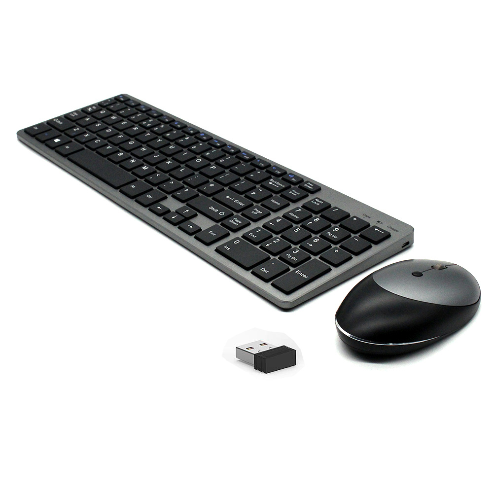 details Zwart lucht Case2go - Draadloos Toetsenbord en Muis - QWERTY Indeling - Met USB-dongel  - Universeel - Iron Grey | Case2go.nl