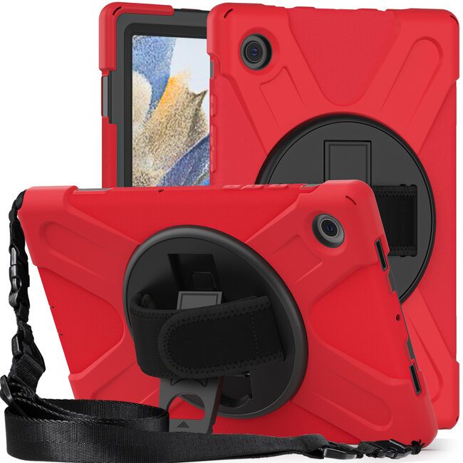 Case2go - Tablet Hoes geschikt voor Samsung Galaxy Tab A8 (2022 &amp; 2021) - 10.5 Inch - Hand Strap Armor Case - Rood