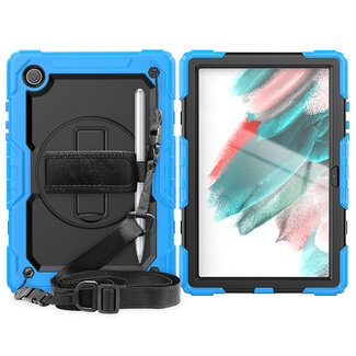 Case2go Case2go - Tablet Hoes geschikt voor Samsung Galaxy Tab A8 (2022 &amp; 2021) - 10.5 Inch - Heavy Duty Case met Ingebouwde Screenprotector en Schouderriem - Licht Blauw