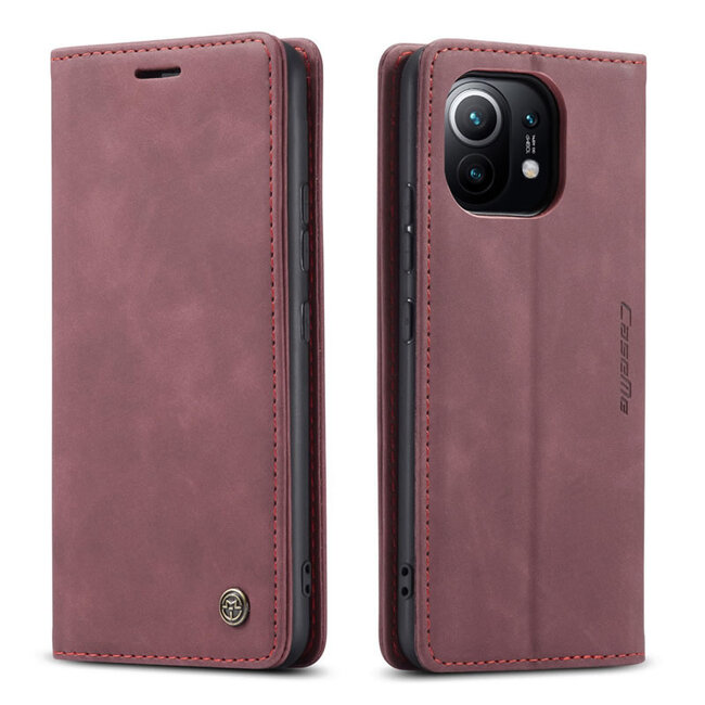 CaseMe - Hoesje geschikt voor Xiaomi MI 11 - Wallet Book Case - Magneetsluiting - Rood