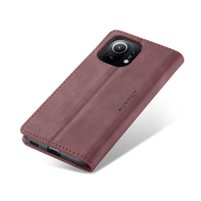 CaseMe - Hoesje geschikt voor Xiaomi MI 11 - Wallet Book Case - Magneetsluiting - Rood