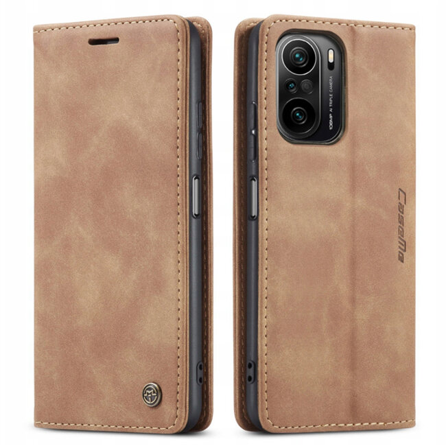 CaseMe - Hoesje geschikt voor Xiaomi K40 - Wallet Book Case - Magneetsluiting - Licht Bruin