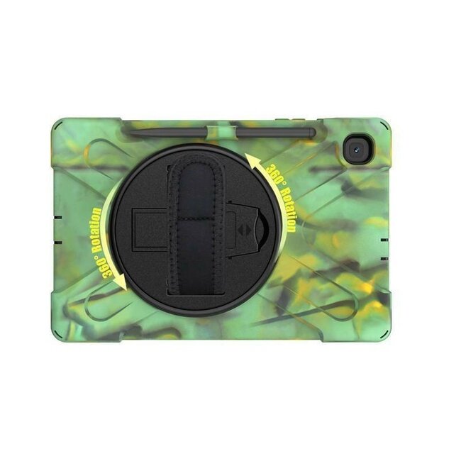 Case2go - Tablet Hoes geschikt voor Samsung Galaxy Tab S8 (2022) - Hand Strap Armor Case Met Pencil Houder - Camouflage