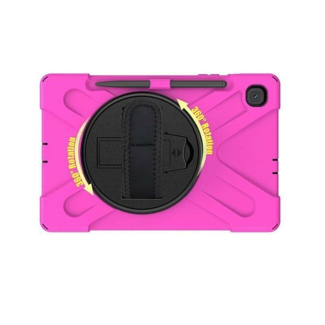 Case2go - Tablet Hoes geschikt voor Samsung Galaxy Tab S8 (2022) - Hand Strap Armor Case Met Pencil Houder - Magenta