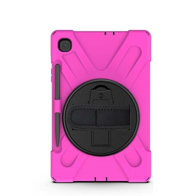 Case2go - Tablet Hoes geschikt voor Samsung Galaxy Tab S8 (2022) - Hand Strap Armor Case Met Pencil Houder - Magenta