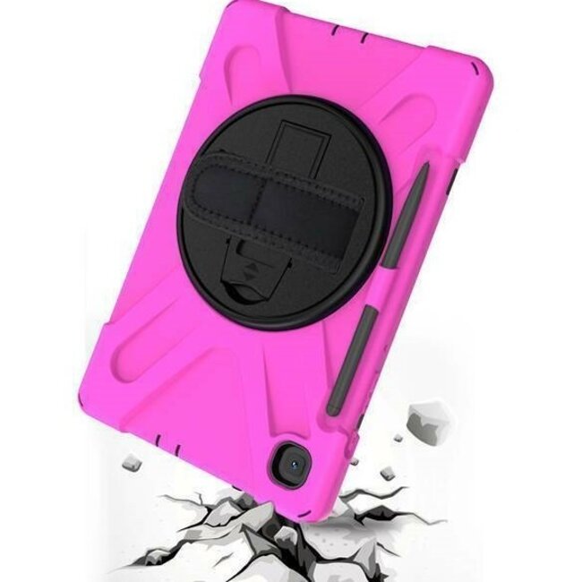 Case2go - Tablet Hoes geschikt voor Samsung Galaxy Tab S8 (2022) - Hand Strap Armor Case Met Pencil Houder - Magenta