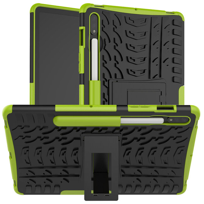 Case2go - Tablet Hoes geschikt voor Samsung Galaxy Tab S8 (2022) - Schokbestendige Back Cover - Met pencil houder - Groen