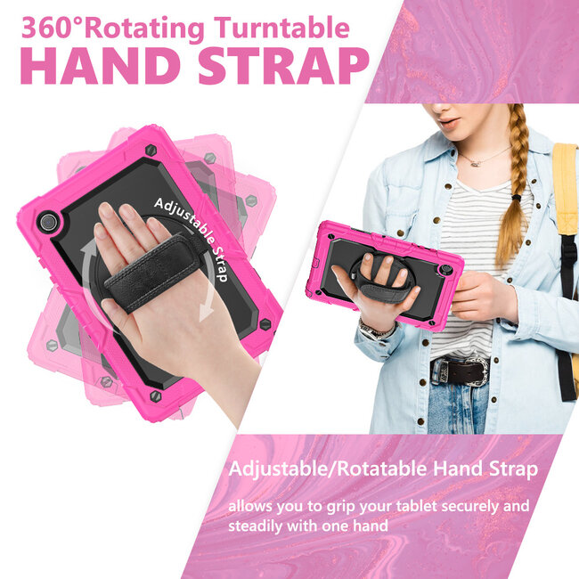 Case2go - Tablet Hoes geschikt voor Samsung Galaxy Tab A8 (2022 &amp; 2021) - 10.5 Inch - Heavy Duty Case met Ingebouwde Screenprotector en Schouderriem - Magenta