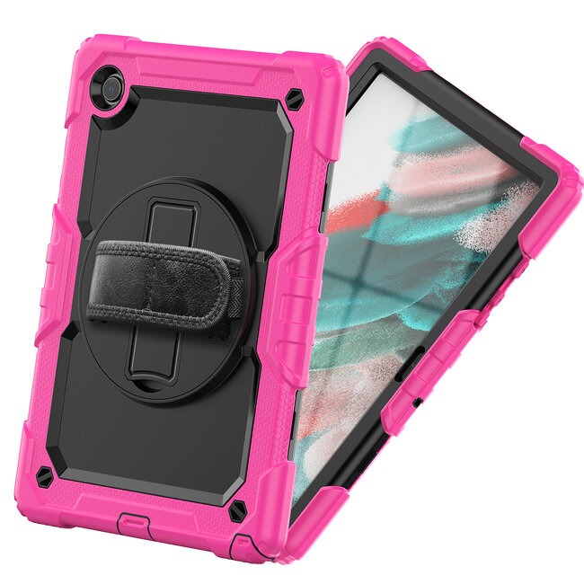 Case2go - Tablet Hoes geschikt voor Samsung Galaxy Tab A8 (2022 &amp; 2021) - 10.5 Inch - Heavy Duty Case met Ingebouwde Screenprotector en Schouderriem - Magenta
