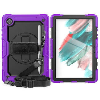 Case2go Case2go - Tablet Hoes geschikt voor Samsung Galaxy Tab A8 (2022 &amp; 2021) - 10.5 Inch - Heavy Duty Case met Ingebouwde Screenprotector en Schouderriem - Paars