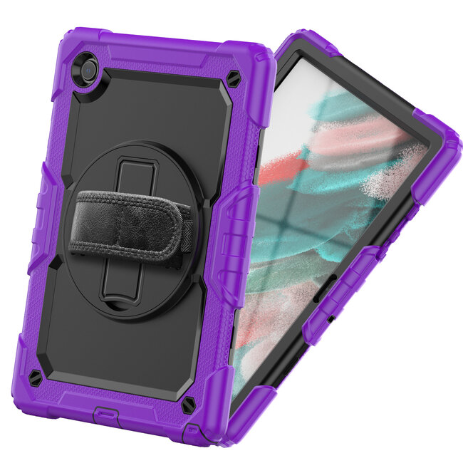 Case2go - Tablet Hoes geschikt voor Samsung Galaxy Tab A8 (2022 &amp; 2021) - 10.5 Inch - Heavy Duty Case met Ingebouwde Screenprotector en Schouderriem - Paars