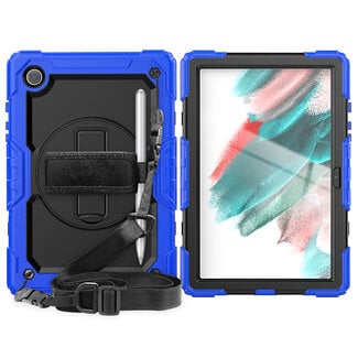 Case2go Case2go - Tablet Hoes geschikt voor Samsung Galaxy Tab A8 (2022 &amp; 2021) - 10.5 Inch - Heavy Duty Case met Ingebouwde Screenprotector en Schouderriem - Donker Blauw