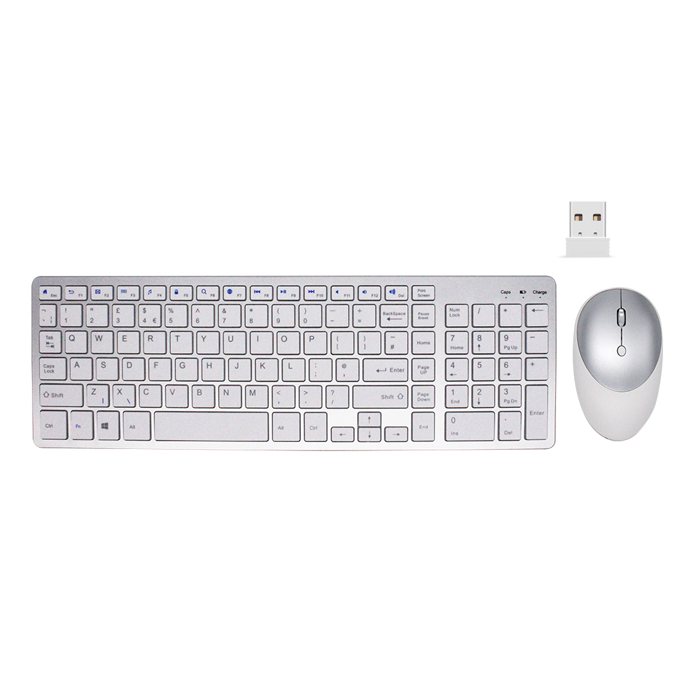 Maak een naam voorzetsel toelage Case2go - Draadloos Toetsenbord en Muis - QWERTY - 2.4G Keyboard -  Oplaadbaar - Met USB Dongle - Universeel - Silver White | Case2go.nl