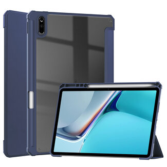 Case2go Case2go - Tablet Hoes geschikt voor Huawei Matepad 11 (2021) - Transparante Case - Tri-fold Back Cover - Donker Blauw