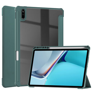 Case2go Case2go - Tablet Hoes geschikt voor Huawei Matepad 11 (2021) - Transparante Case - Tri-fold Back Cover - Donker Groen