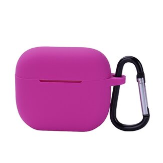 Case2go Case2go - Hoesje geschikt voor Apple Airpods Pro - Siliconen Airpods Hoes met Karabijnhaak - Case voor Airpods 3 - Paars