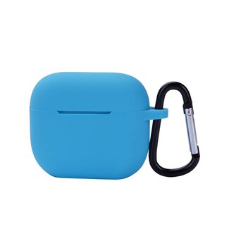 Case2go Case2go - Hoesje geschikt voor Apple Airpods Pro - Siliconen Airpods Hoes met Karabijnhaak - Case voor Airpods 3 - Licht Blauw